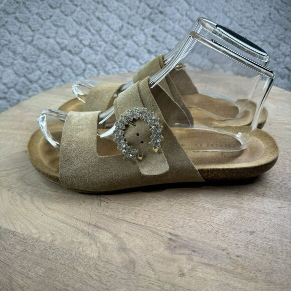 Yokono Beige Suede Ortho+ Sandals With Rhinestone Buckle Size 8 Made in Spain - Picture 4 of 9